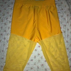 yellow part-mesh shorts